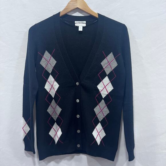 Charter Club 2-PLY Pure Cashmere Argyle Pattern Sweater Cardigan Women's XS - Picture 2 of 7